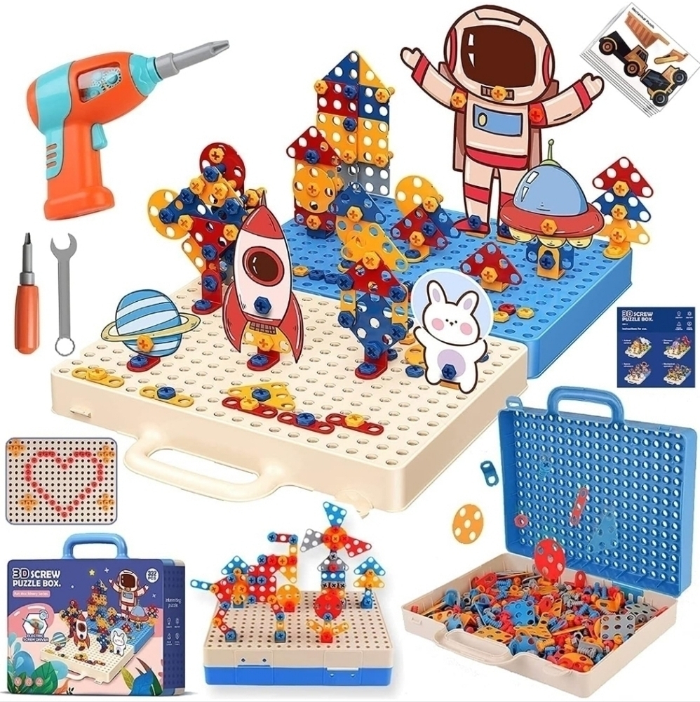3D SCREW PUZZLE BOX. Educational Toddlers Creative Drill Set Construction Play